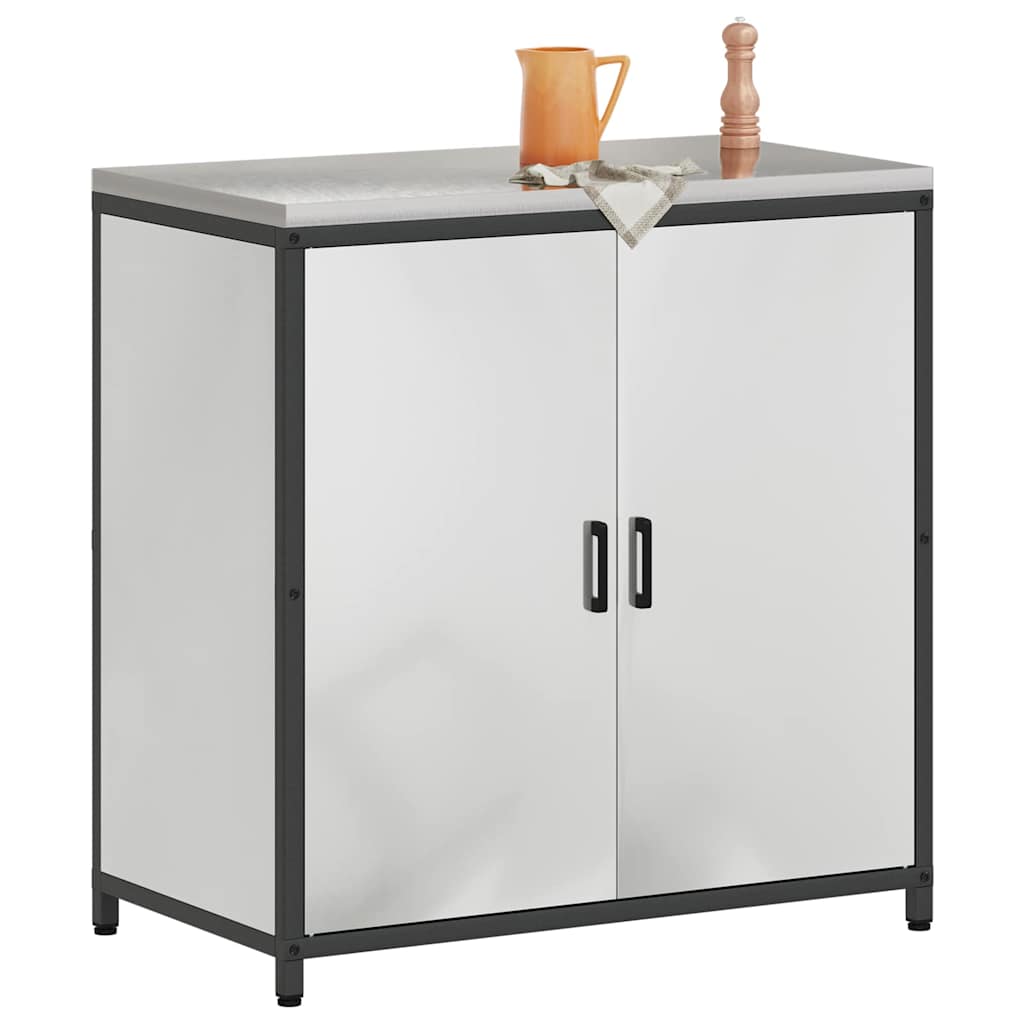 Kitchen Storage Cabinet with Shelf Silver Galvanised steel