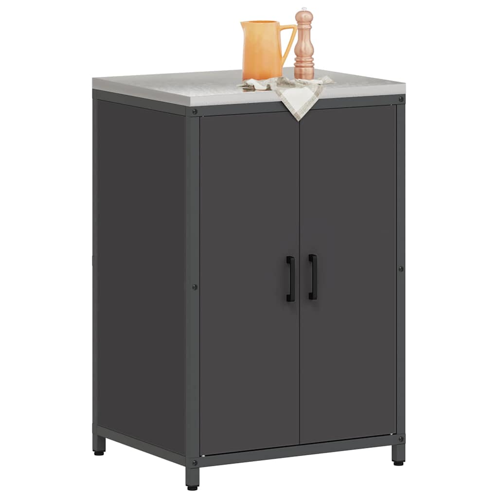 Kitchen Storage Cabinet with Shelf with Storage Black Steel