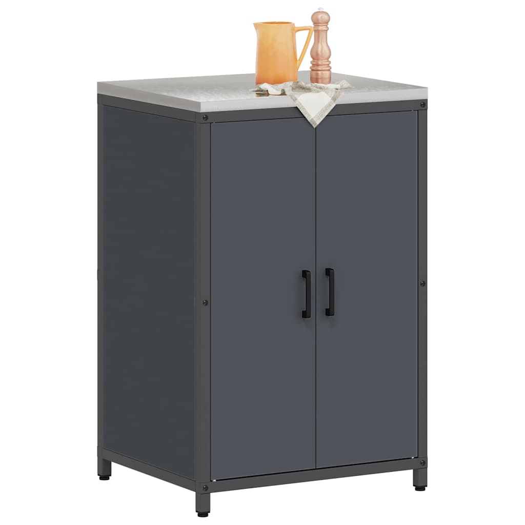 Kitchen Storage Cabinet with Shelf with Door Anthracite Steel