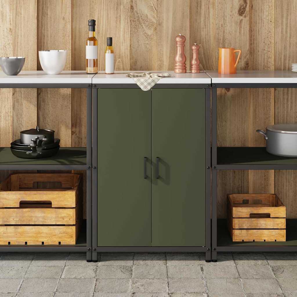 Kitchen Storage Cabinet with Shelf with Door Olive green Steel