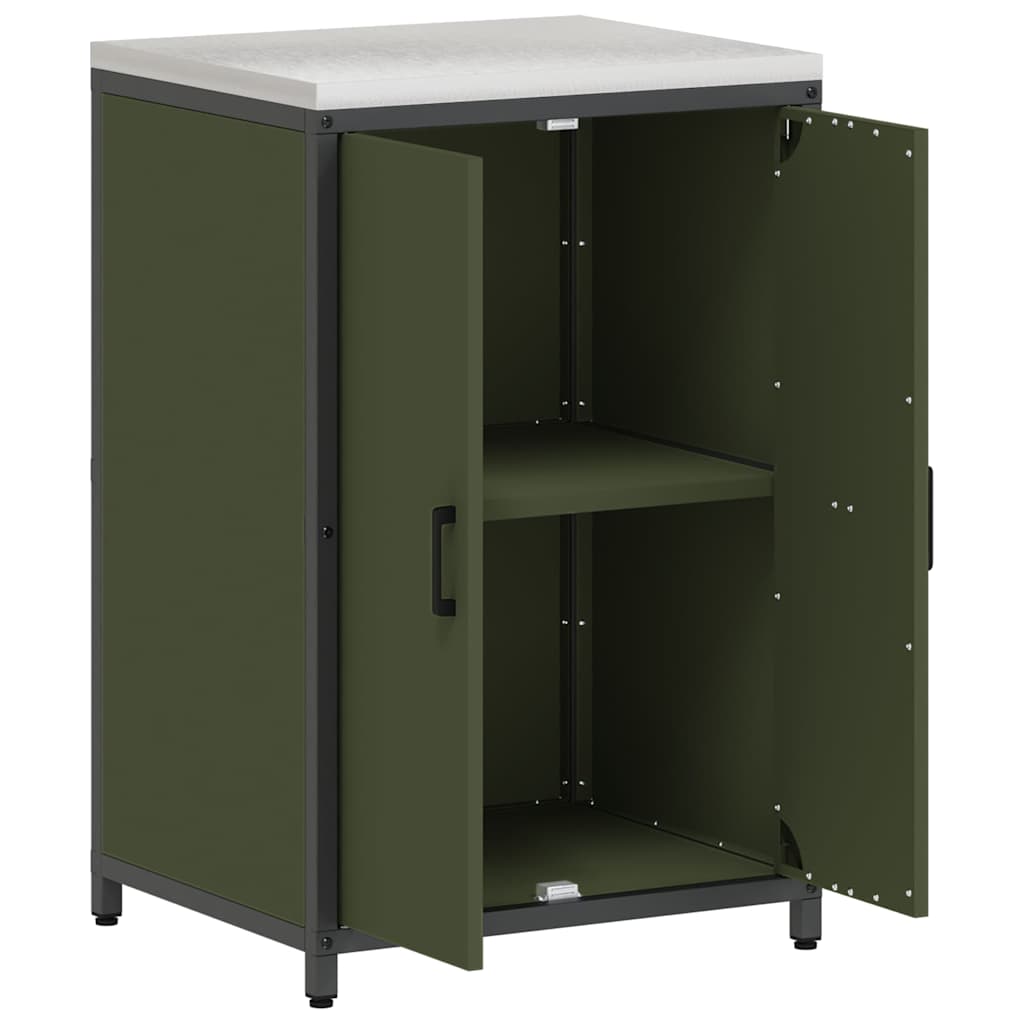 Kitchen Storage Cabinet with Shelf with Door Olive green Steel