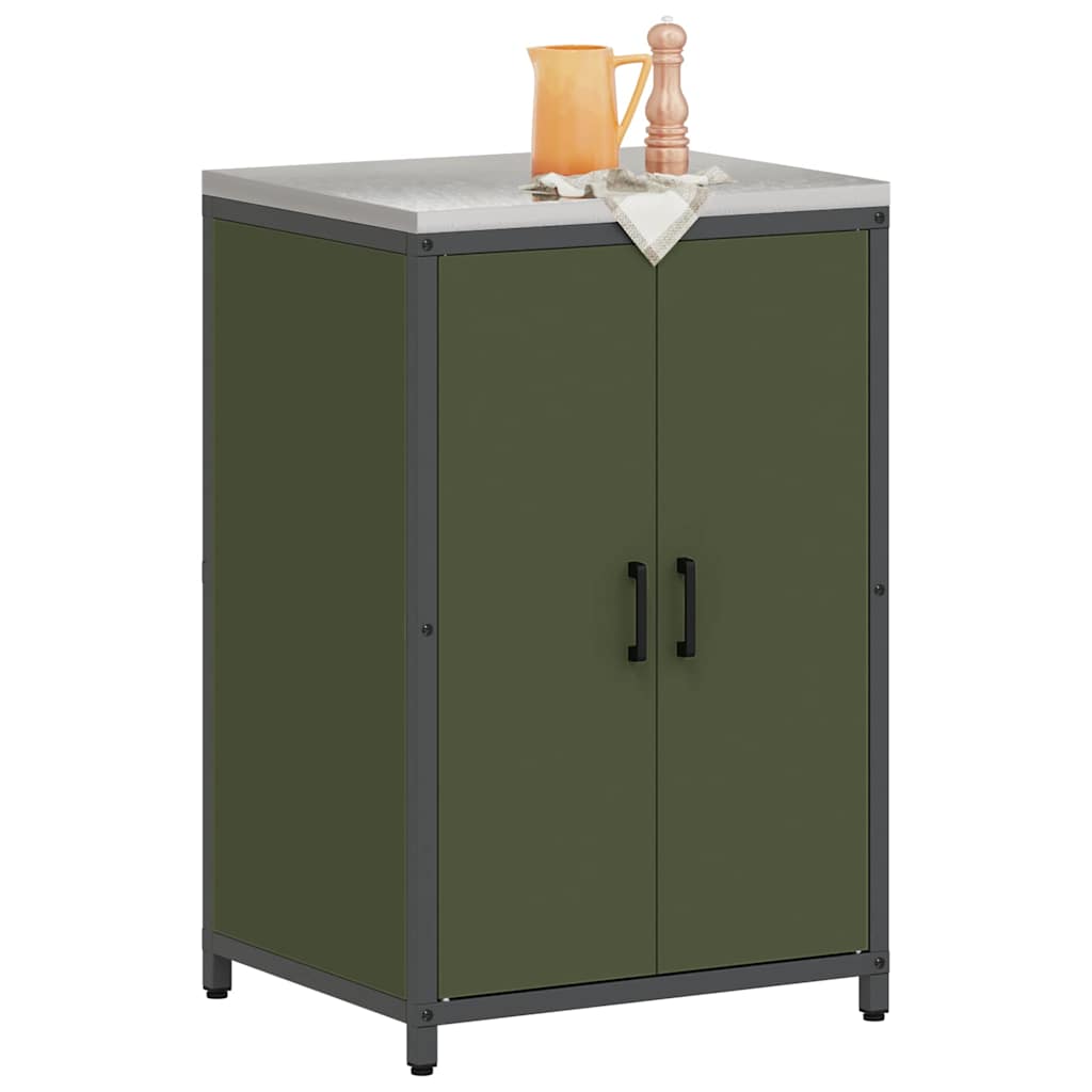 Kitchen Storage Cabinet with Shelf with Door Olive green Steel