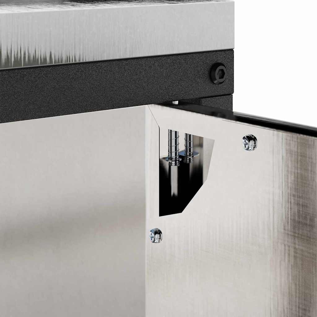 Kitchen Storage Cabinet with Shelf Silver Stainless steel