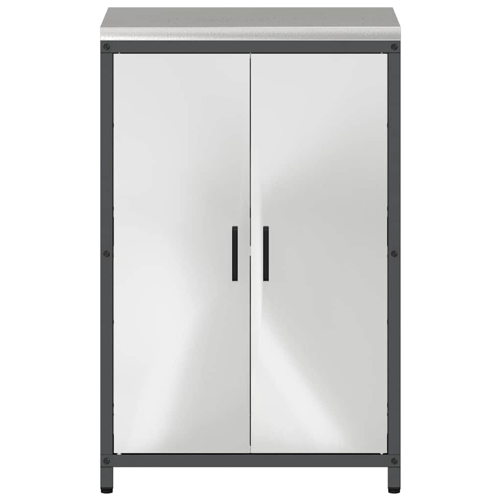 Kitchen Storage Cabinet with Shelf Silver Galvanised steel