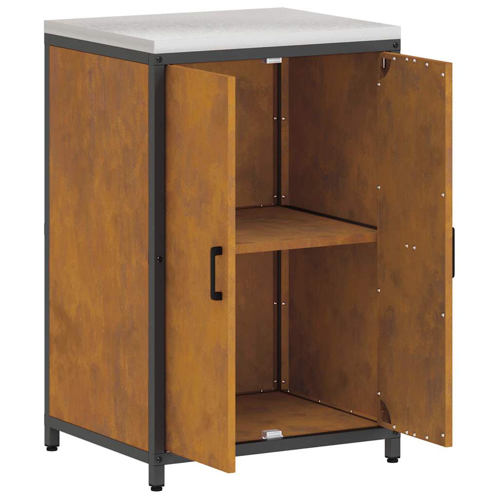 Kitchen Storage Cabinet with Drawer Rusty Weathering steel