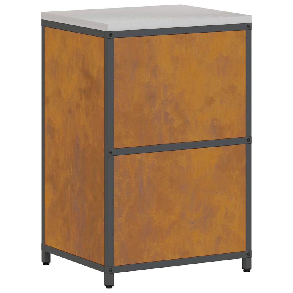 Kitchen Storage Cabinet with Drawer Rusty Weathering steel