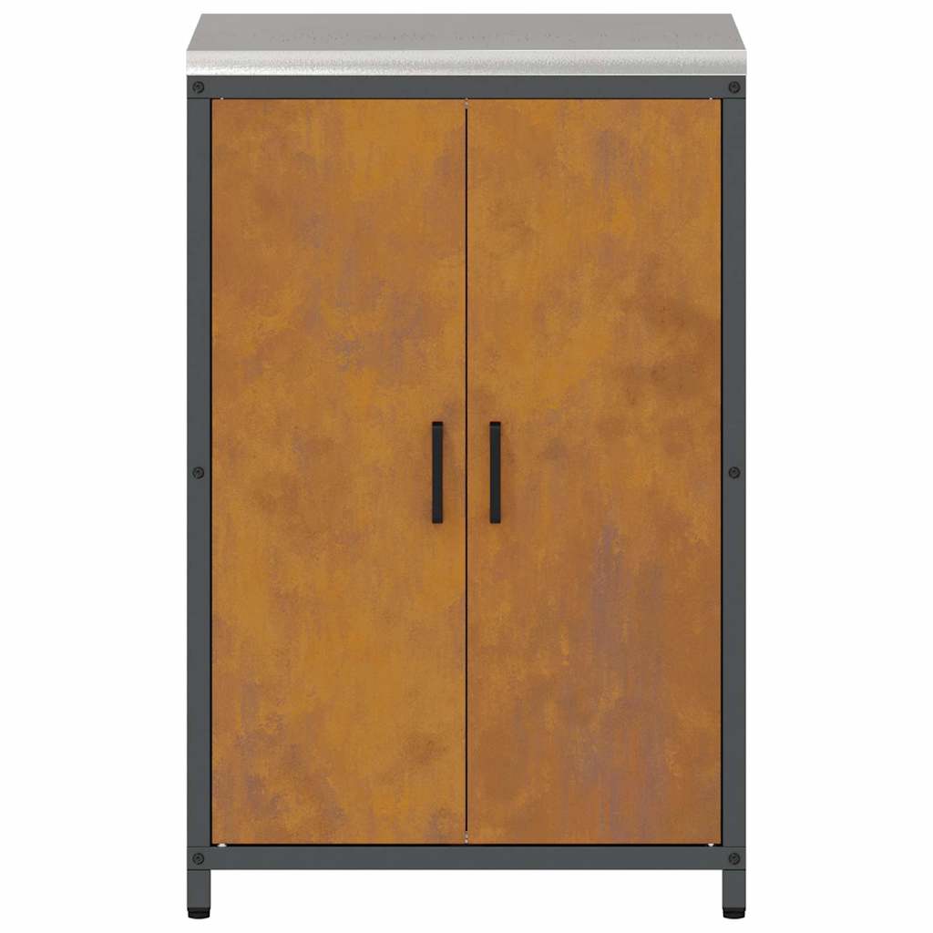 Kitchen Storage Cabinet with Drawer Rusty Weathering steel