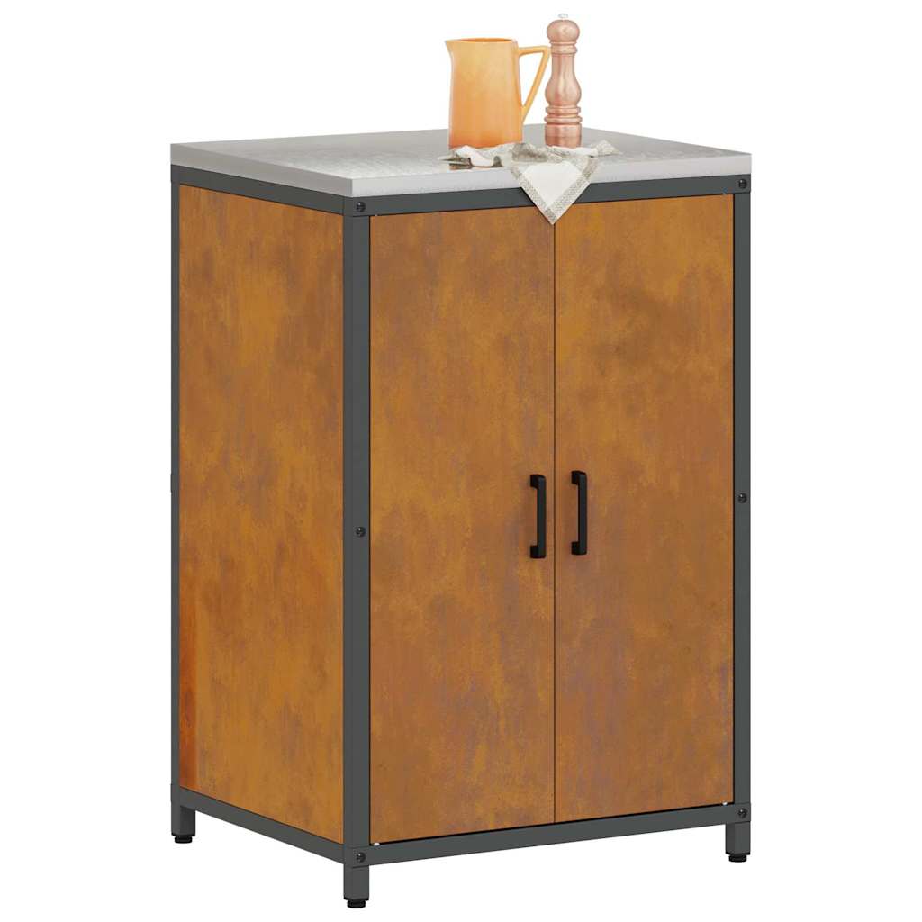 Kitchen Storage Cabinet with Drawer Rusty Weathering steel