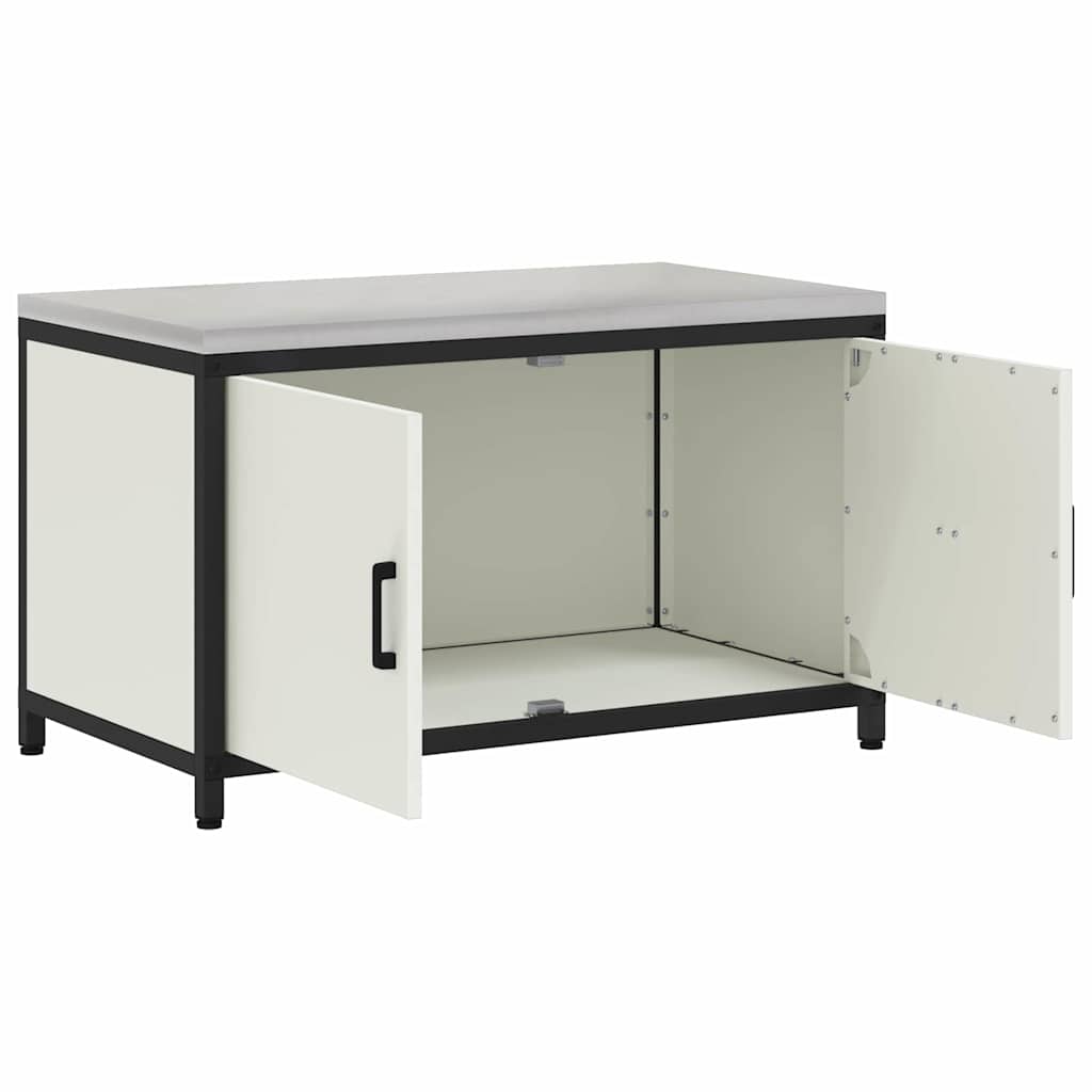 Kitchen Storage Cabinet with Drawer with Shelf White Steel