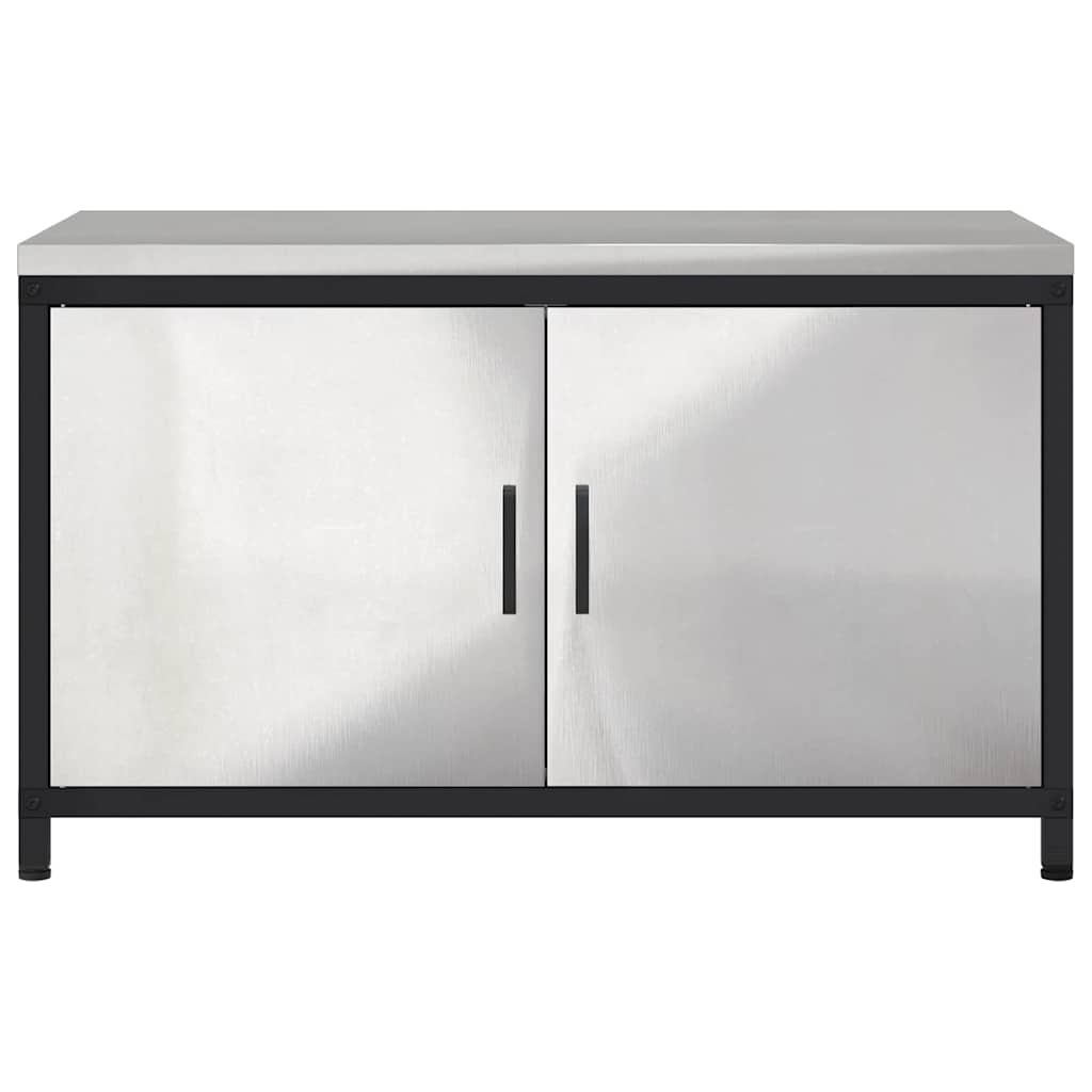 Kitchen Storage Cabinet with Shelf Silver Stainless steel