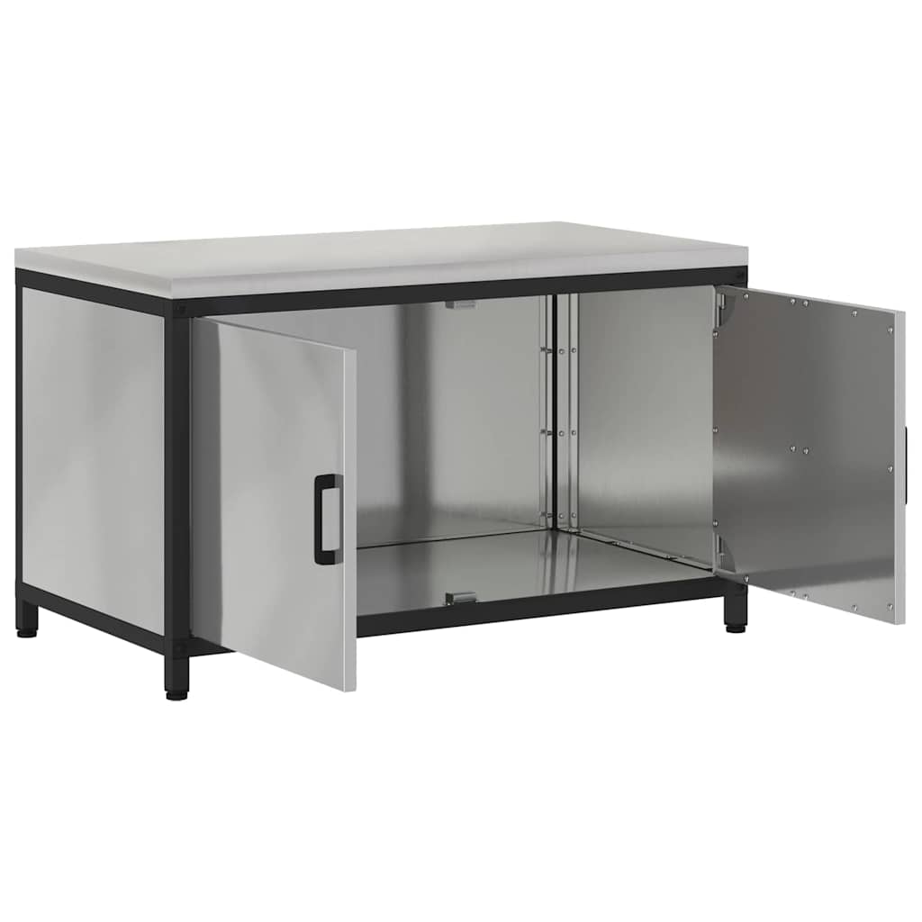 Kitchen Storage Cabinet with Shelf Silver Galvanised steel