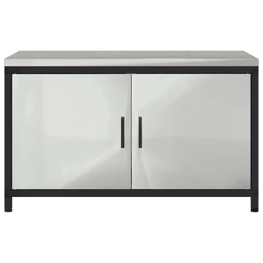Kitchen Storage Cabinet with Shelf Silver Galvanised steel