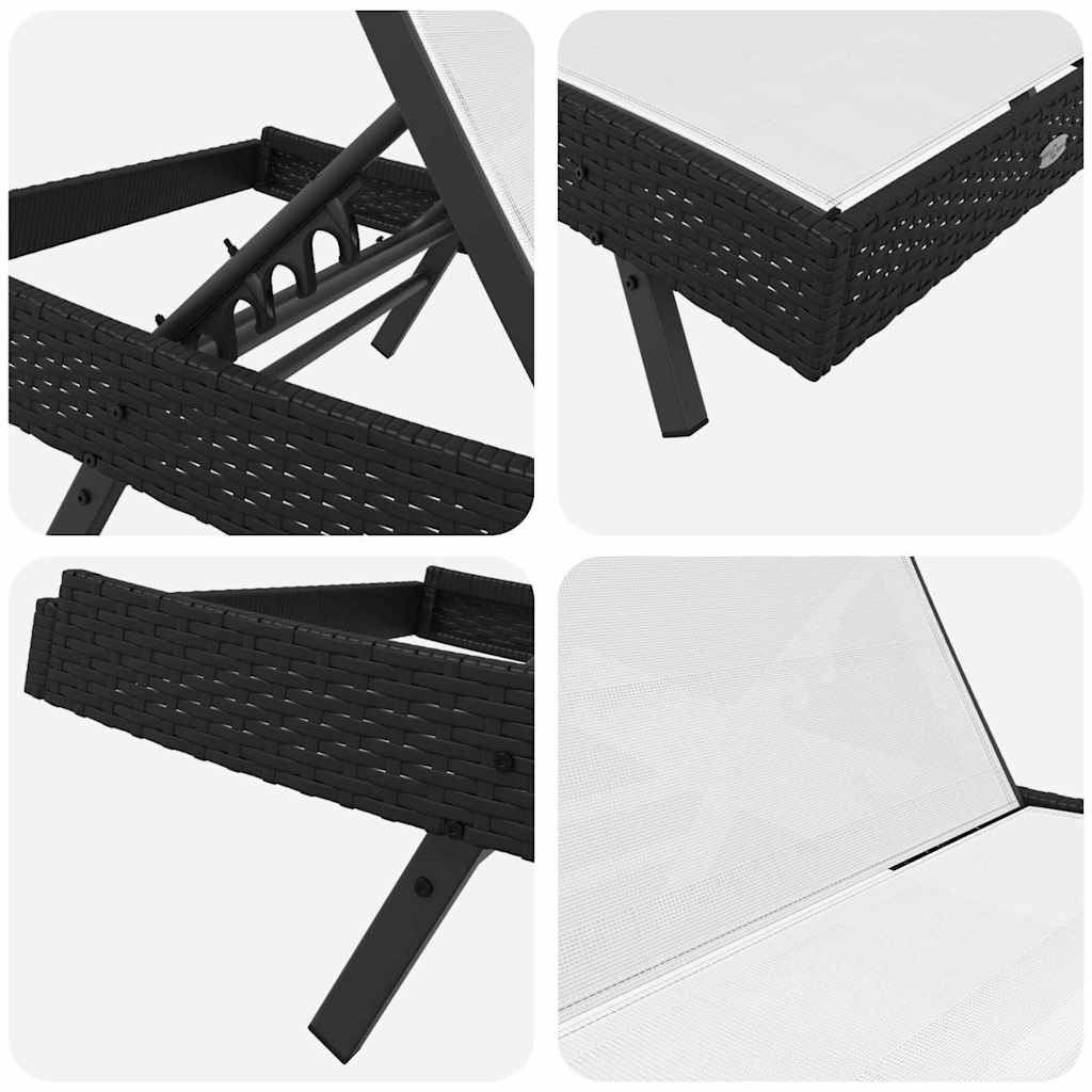 Sun Loungers 3 pcs Black and White 40 x 40 x 40.5 cm