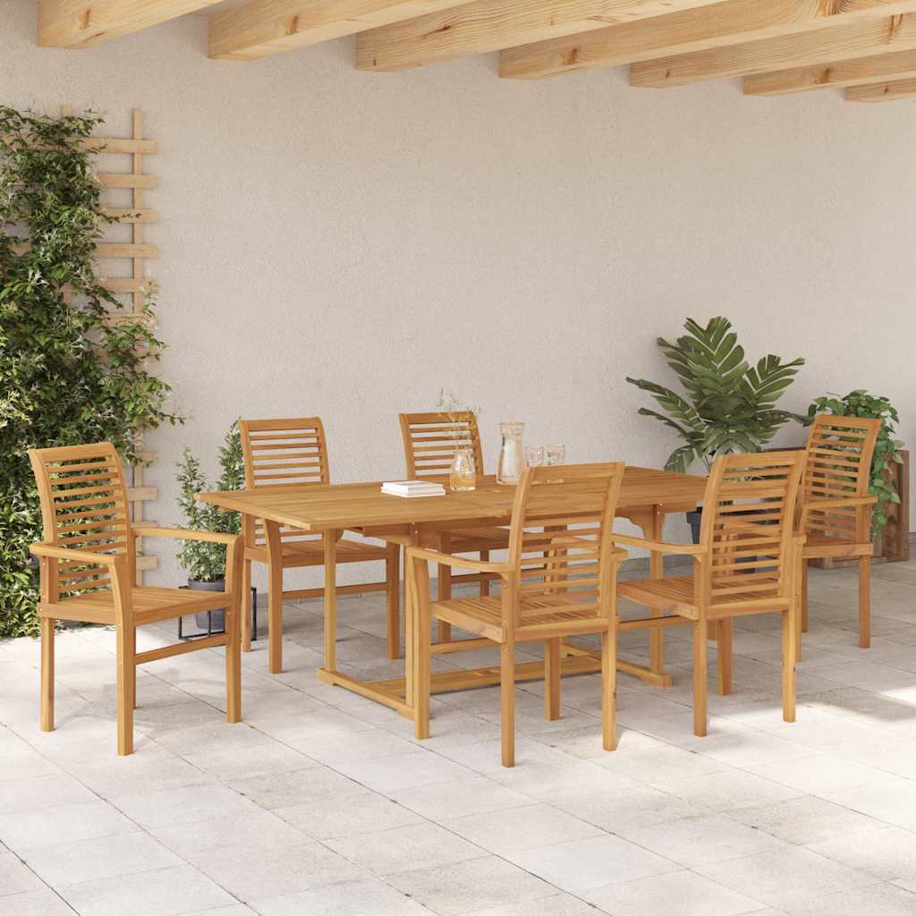 Garden Dining Set 7 pcs Brown 200 x 100 x 75 cm Solid teak wood