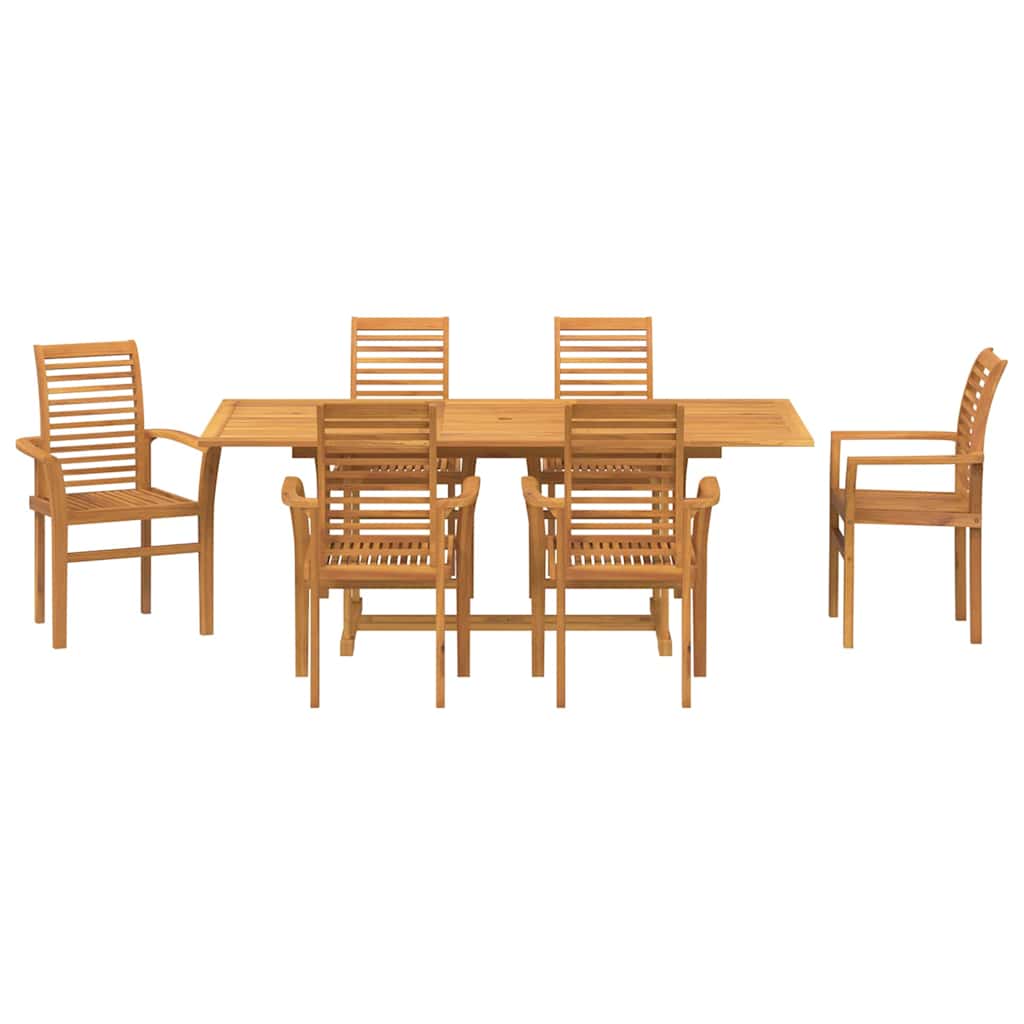 Garden Dining Set 7 pcs Brown 200 x 100 x 75 cm Solid teak wood