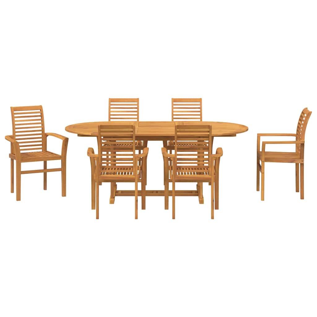 Garden Dining Set 7 pcs Brown 200 x 100 x 75 cm Solid teak wood