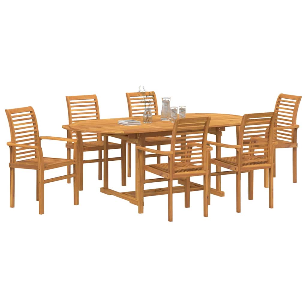 Garden Dining Set 7 pcs Brown 200 x 100 x 75 cm Solid teak wood