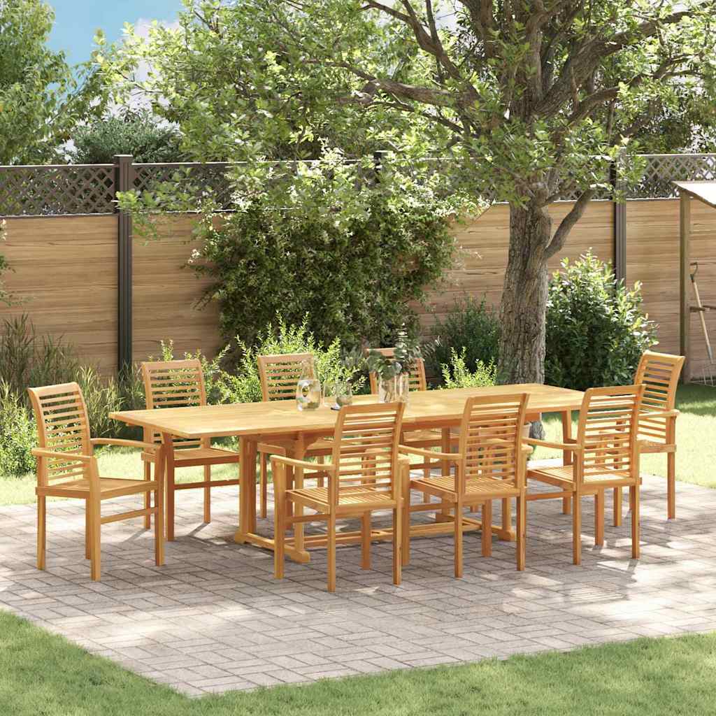 Garden Dining Set 9 pcs Brown 280 x 100 x 75 cm Solid teak wood