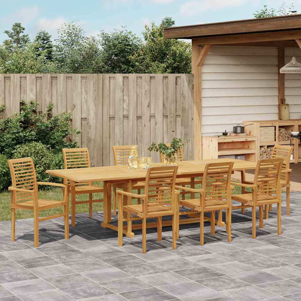 Garden Dining Set 9 pcs Brown 280 x 100 x 75 cm Solid teak wood