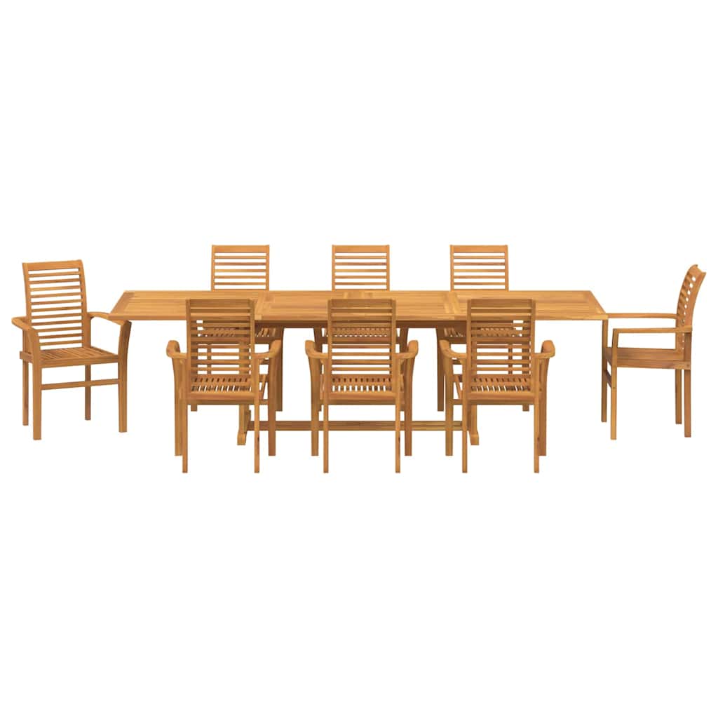 Garden Dining Set 9 pcs Brown 280 x 100 x 75 cm Solid teak wood