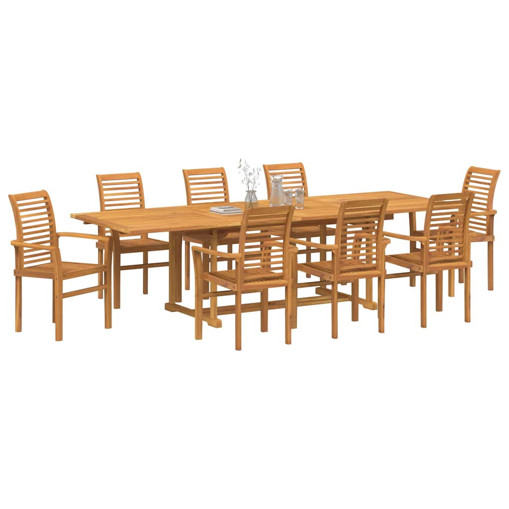 Garden Dining Set 9 pcs Brown 280 x 100 x 75 cm Solid teak wood