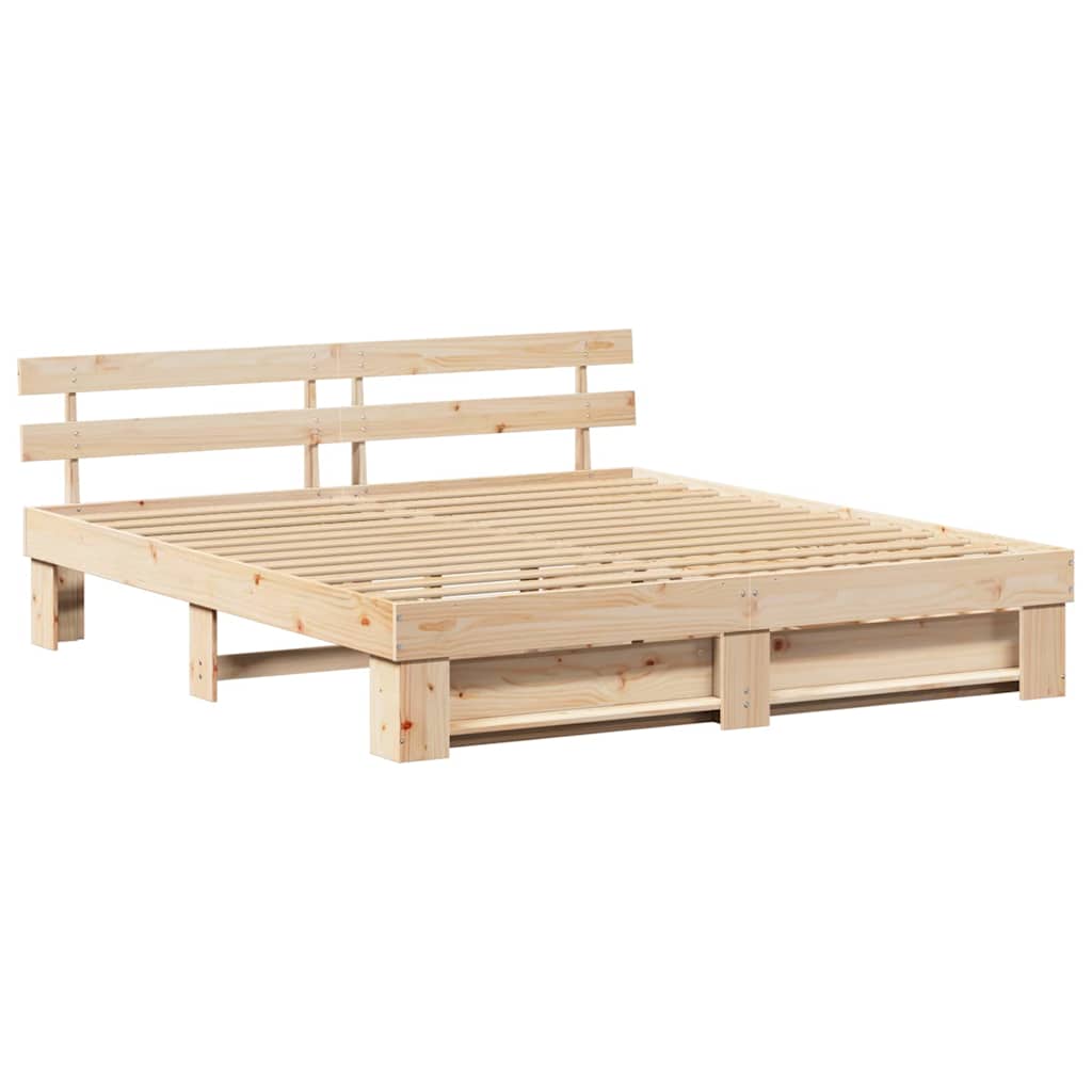 Bed Frame with Headboard Brown 180 x 200 cm Solid pine wood