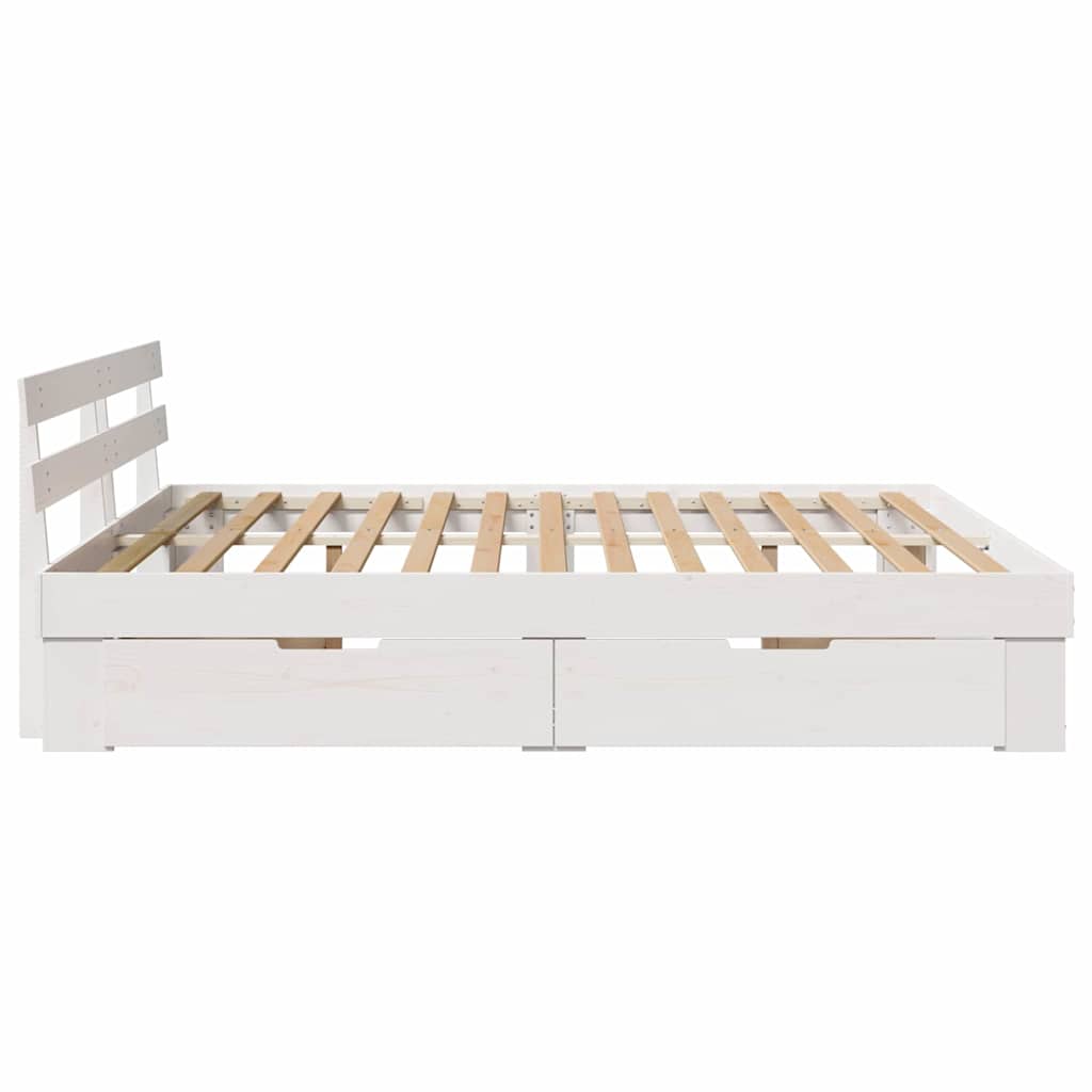 Bed Frame with Headboard White 180 x 200 cm Solid pine wood