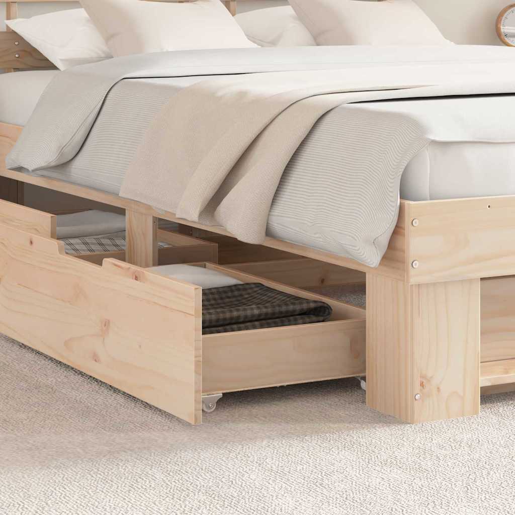 Bed Frame with Headboard Brown 140 x 200 cm Solid pine wood