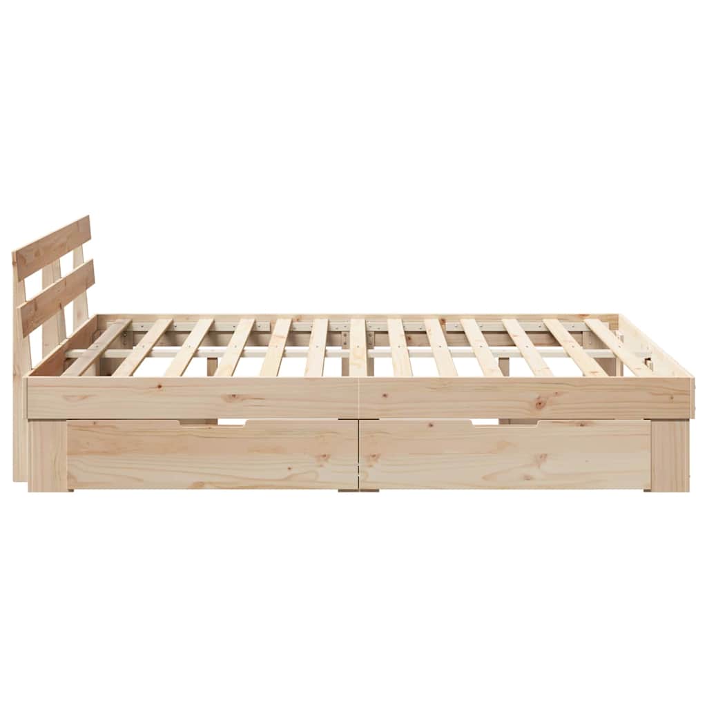 Bed Frame with Headboard Brown 140 x 200 cm Solid pine wood
