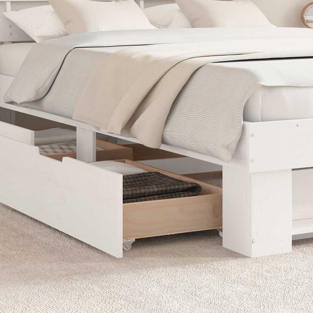Bed Frame with Headboard White 140 x 200 cm Solid pine wood