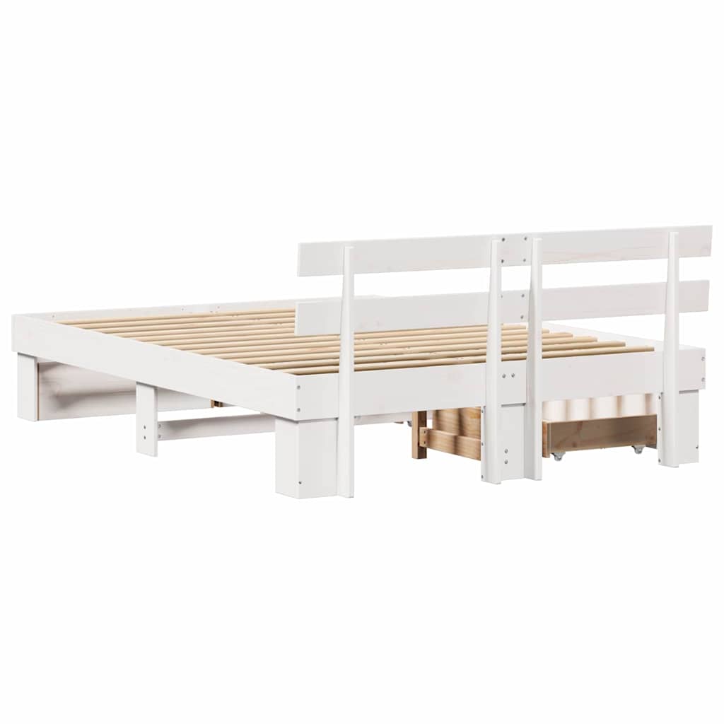 Bed Frame with Headboard White 140 x 200 cm Solid pine wood