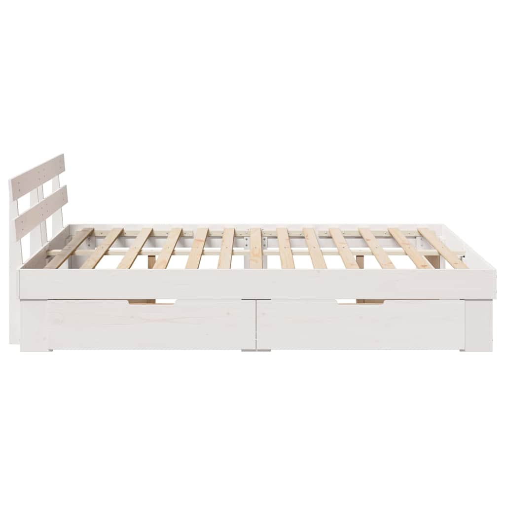 Bed Frame with Headboard White 140 x 200 cm Solid pine wood