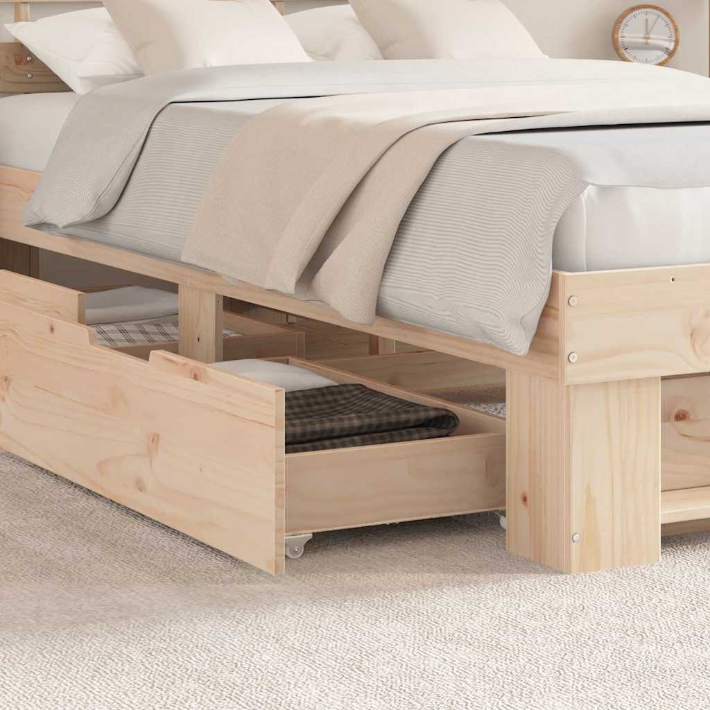 Bed Frame with Headboard Brown 120 x 200 cm Solid pine wood