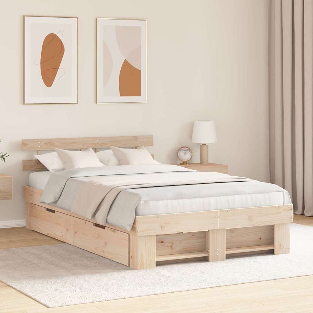 Bed Frame with Headboard Brown 120 x 200 cm Solid pine wood