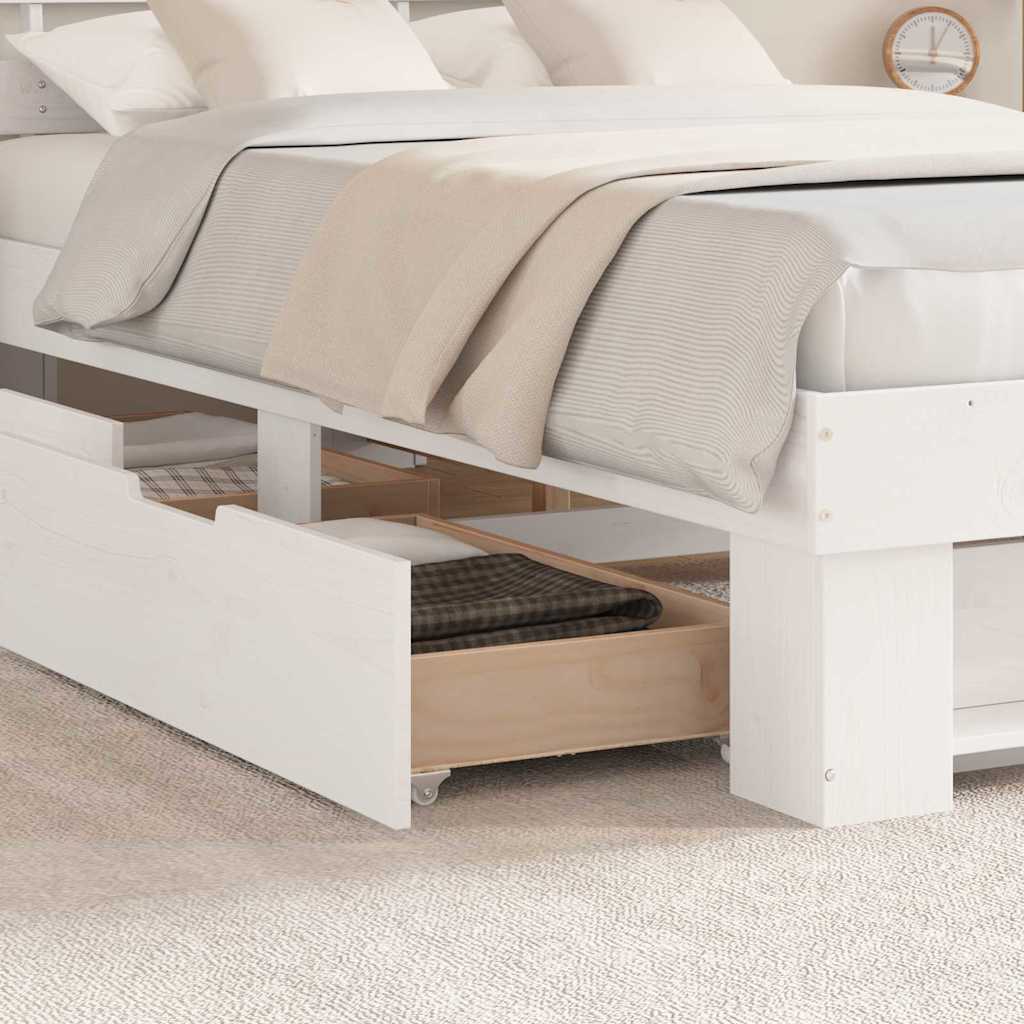Bed Frame with Headboard White 140 x 190 cm Solid pine wood