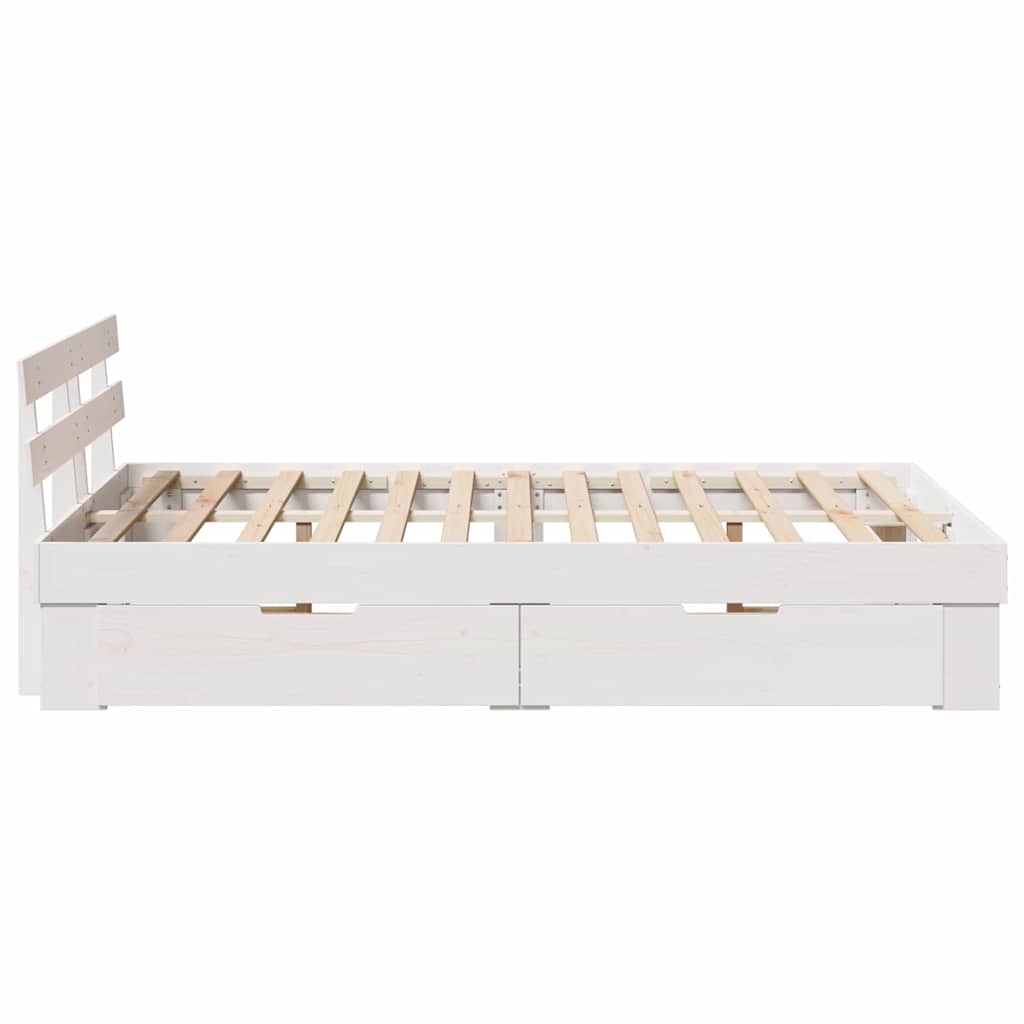 Bed Frame with Headboard White 120 x 190 cm Solid pine wood