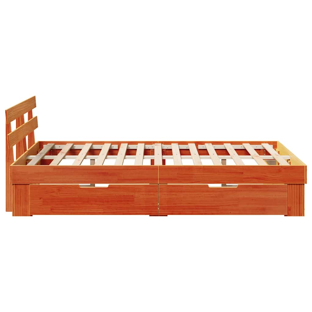 Bed Frame with Headboard Wax brown 120 x 190 cm Solid pine wood