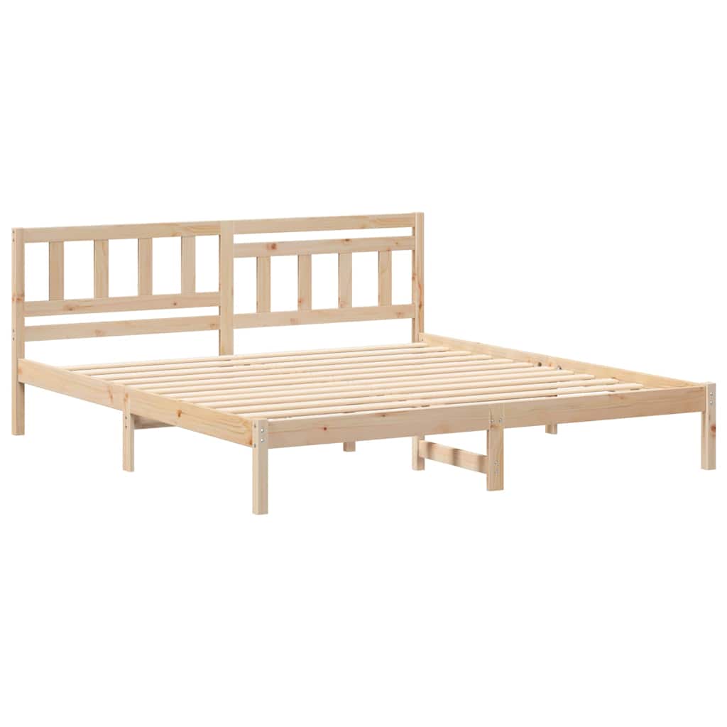 Bed Frame with Headboard Brown 200 x 200 cm Solid pine wood
