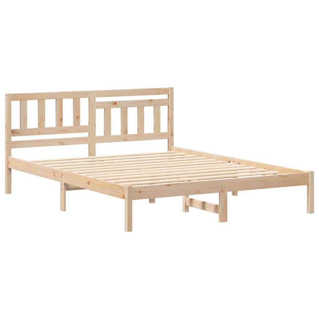 Bed Frame with Headboard Brown 160 x 200 cm Solid pine wood