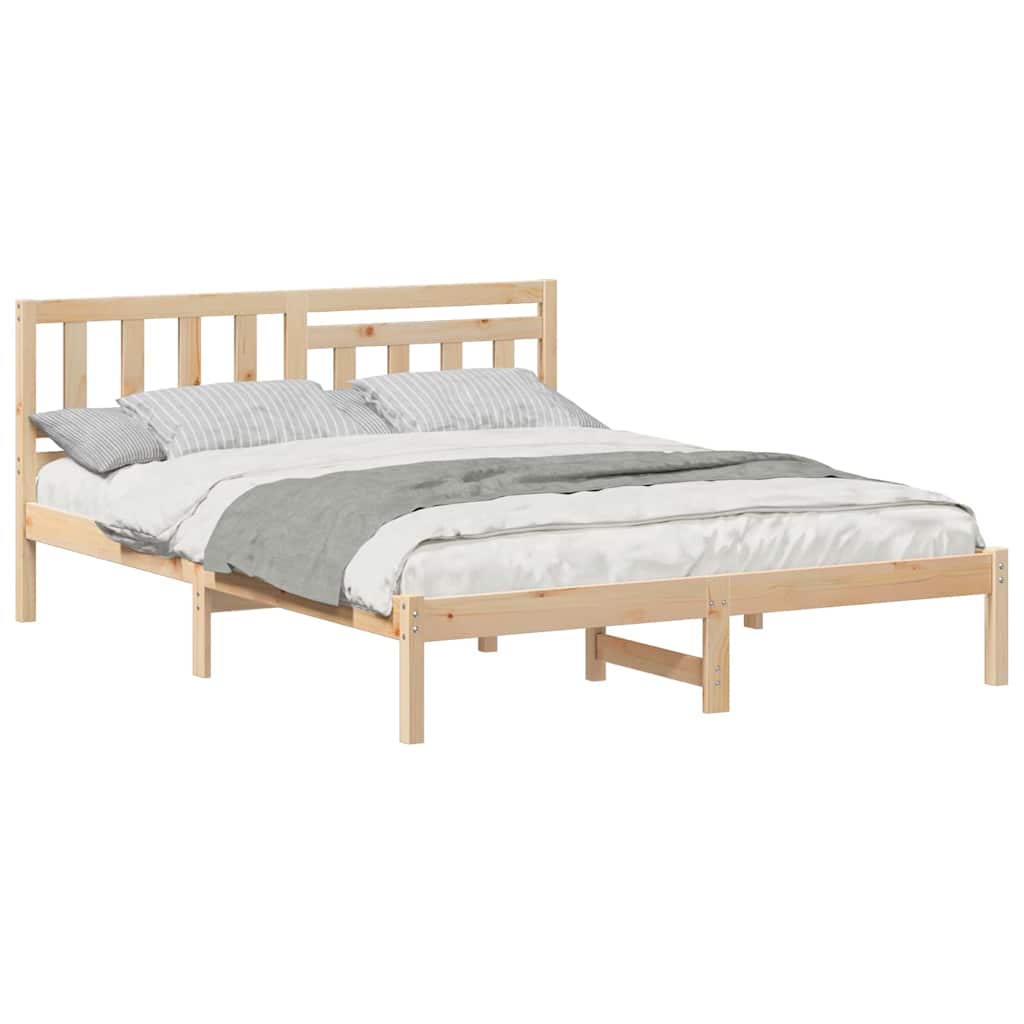 Bed Frame with Headboard Brown 160 x 200 cm Solid pine wood