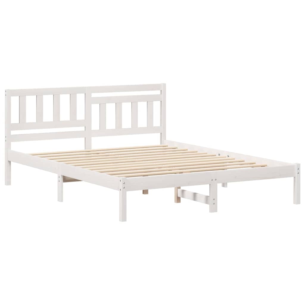 Bed Frame with Headboard White 160 x 200 cm Solid pine wood
