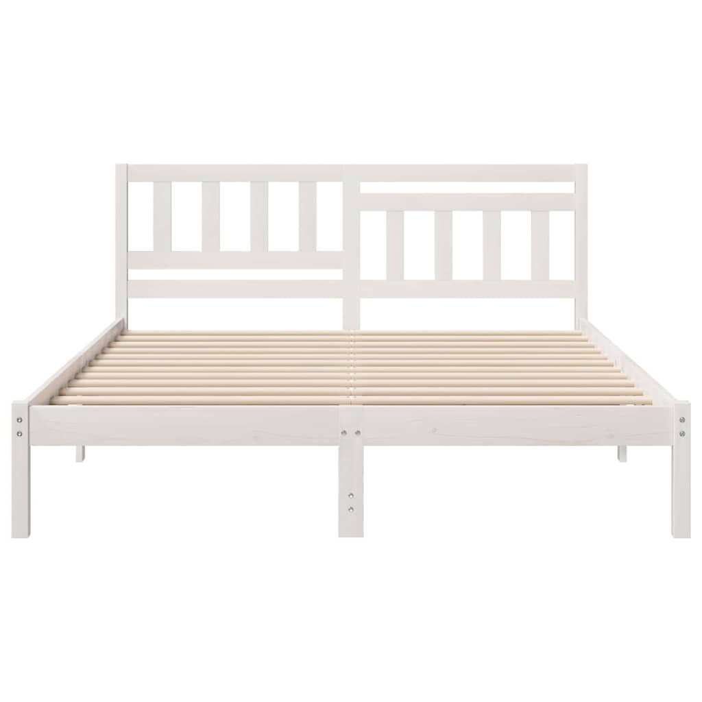 Bed Frame with Headboard White 160 x 200 cm Solid pine wood