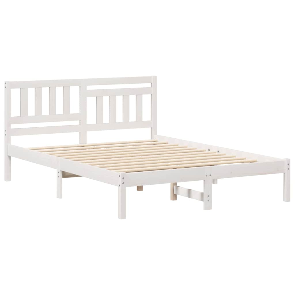 Bed Frame with Headboard White 120 x 200 cm Solid pine wood
