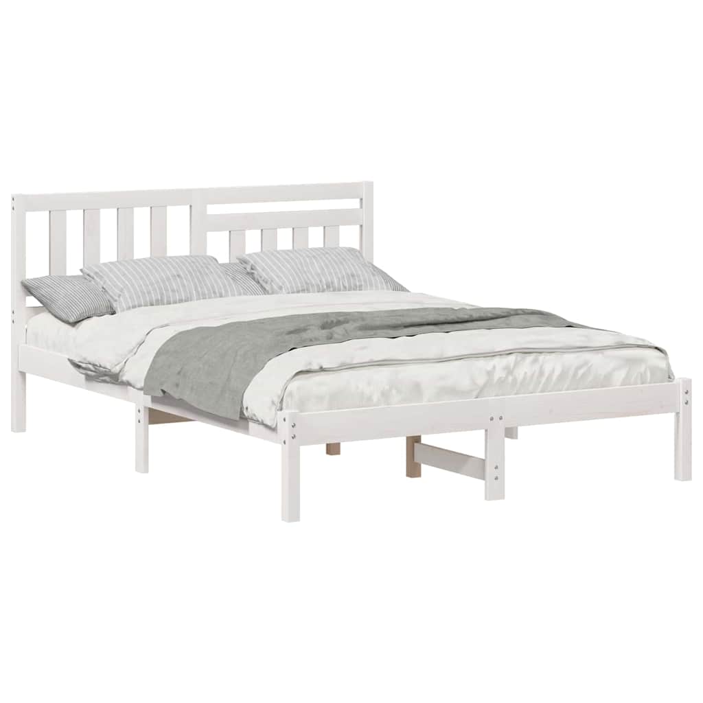 Bed Frame with Headboard White 120 x 200 cm Solid pine wood