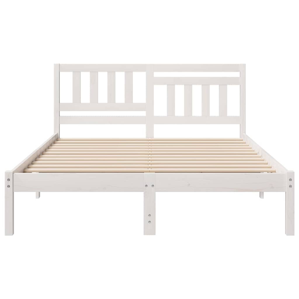 Bed Frame with Headboard White 140 x 190 cm Solid pine wood