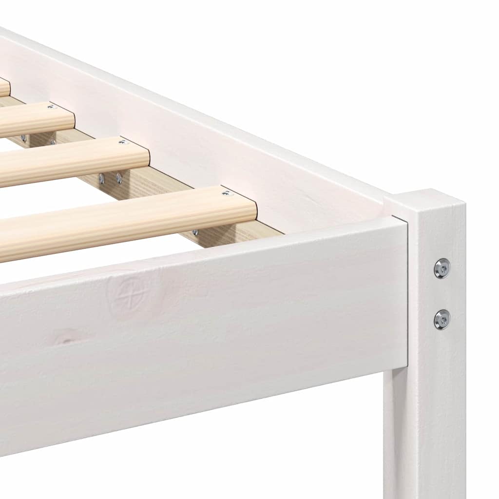 Bed Frame with Headboard White 135 x 190 cm Solid pine wood