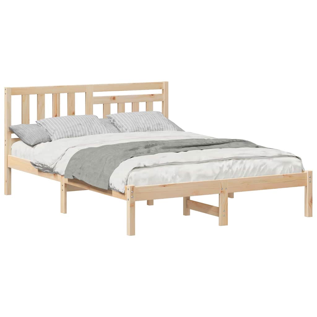 Bed Frame with Headboard Brown 120 x 190 cm Solid pine wood