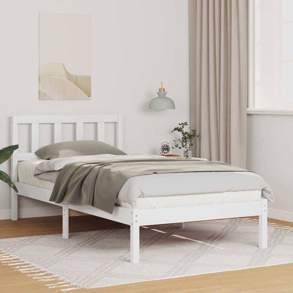 Bed Frame with Headboard White 80 x 200 cm Solid pine wood