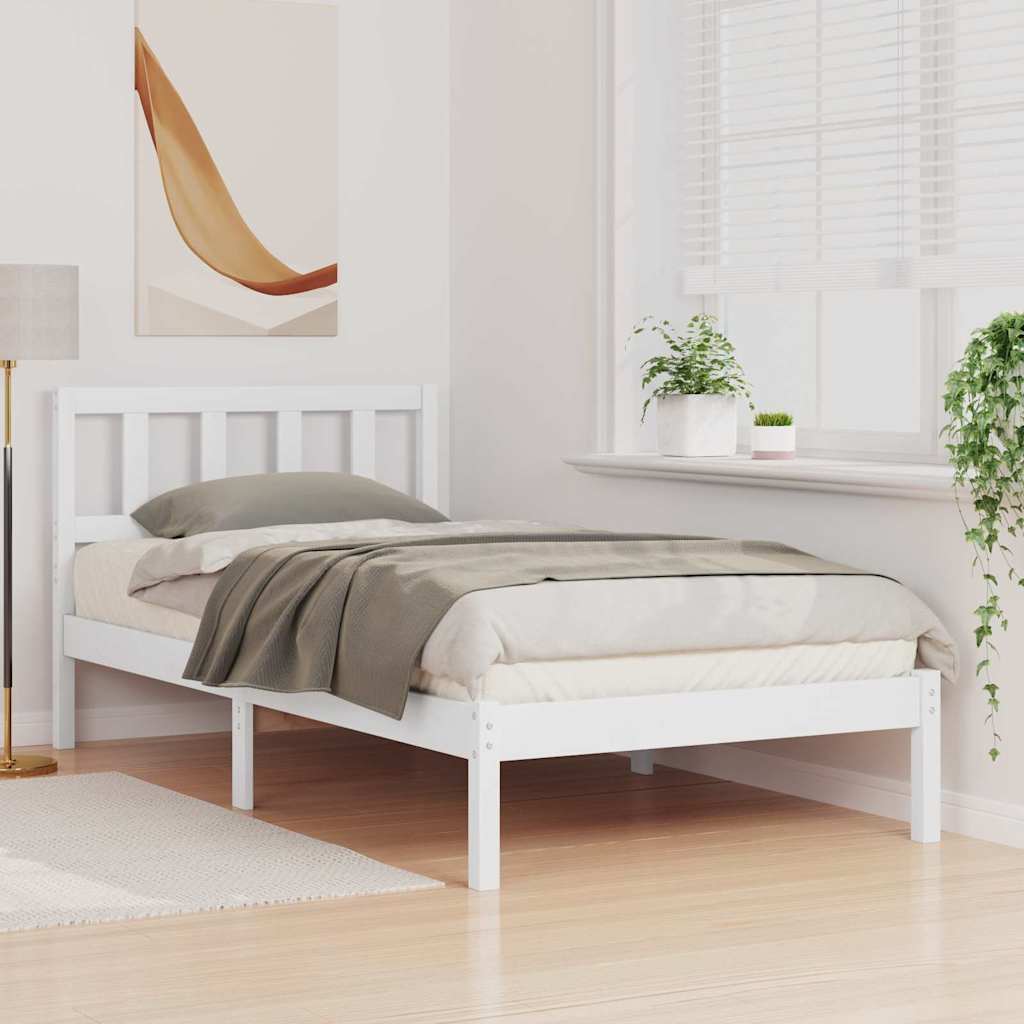 Bed Frame with Headboard White 80 x 200 cm Solid pine wood