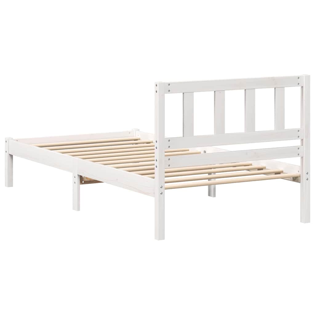 Bed Frame with Headboard White 80 x 200 cm Solid pine wood